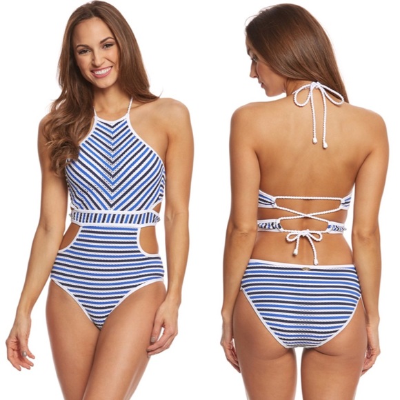 Jessica Simpson | striped maritime cutout onepiece - Picture 5 of 5